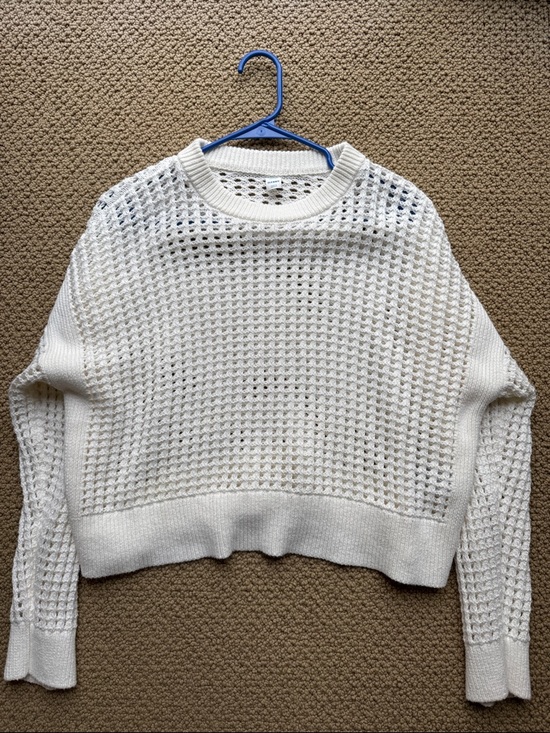Old Navy Sweaters - Old Navy Women's Cream Open-Weave Crewneck Sweater
